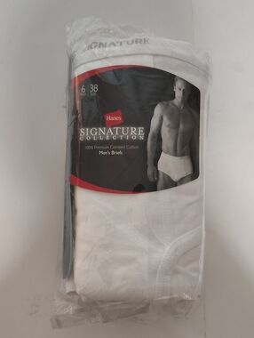 Vintage Hanes Men's White Briefs Signature Collection - 6 Pack - Size 38